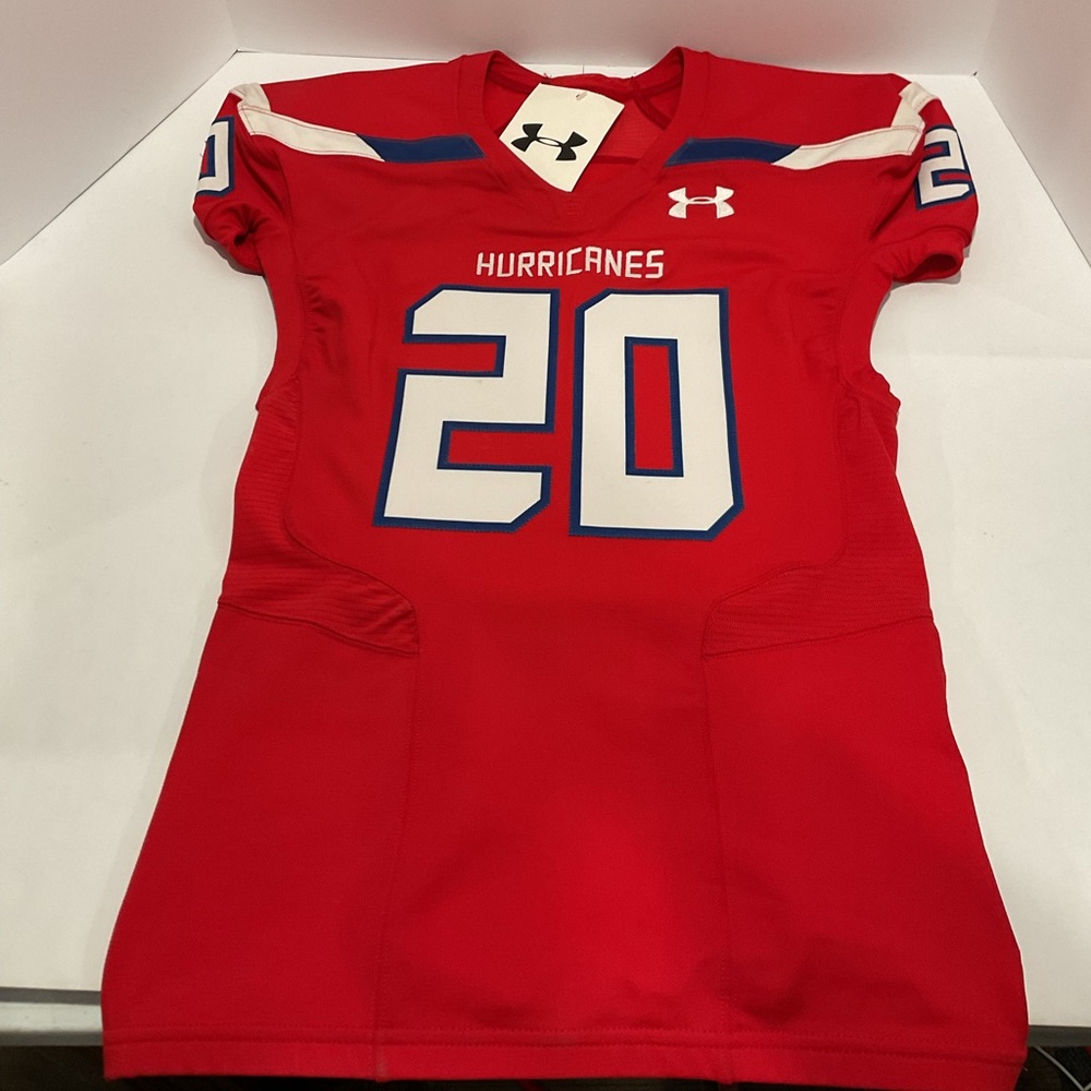 Under Armour Hurricanes Football Jersey #20 Red LG NWT Game Day Player Practice